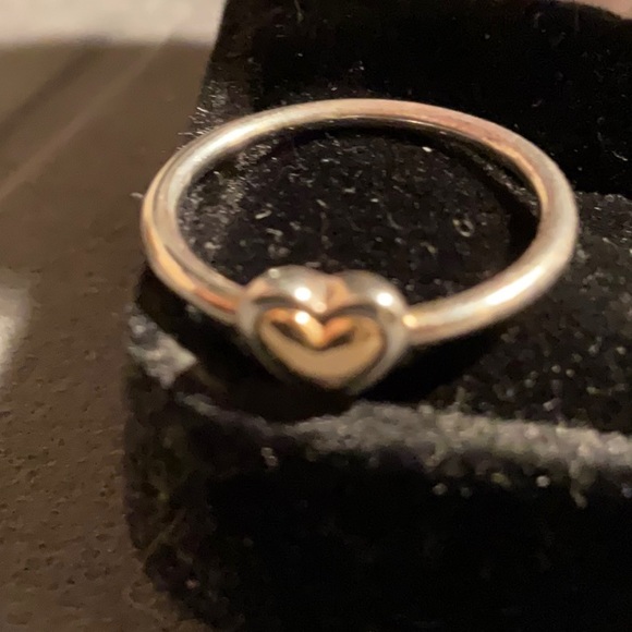 Pandora two tone ring, 14k gold heart in silver - Picture 4 of 5